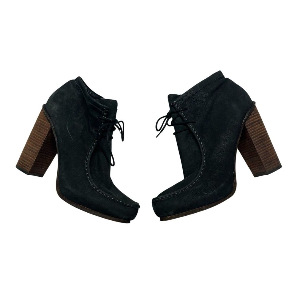 Dolce Vita Jada Black Gray Leather Lace Up High Heel Boots 9.5